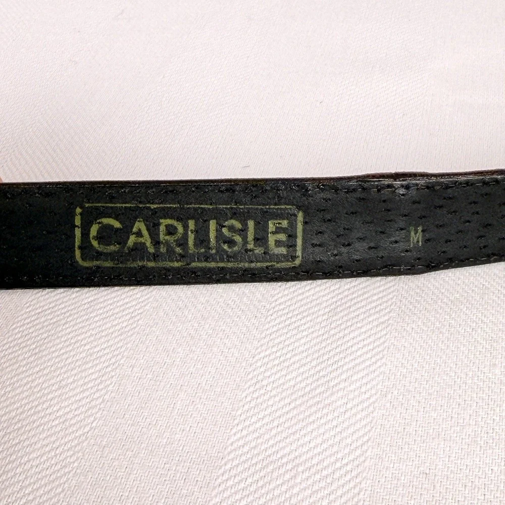 Vintage Carlisle Brown Leather Belt Gold Tone Textured 80s Sculptural Glam Chic